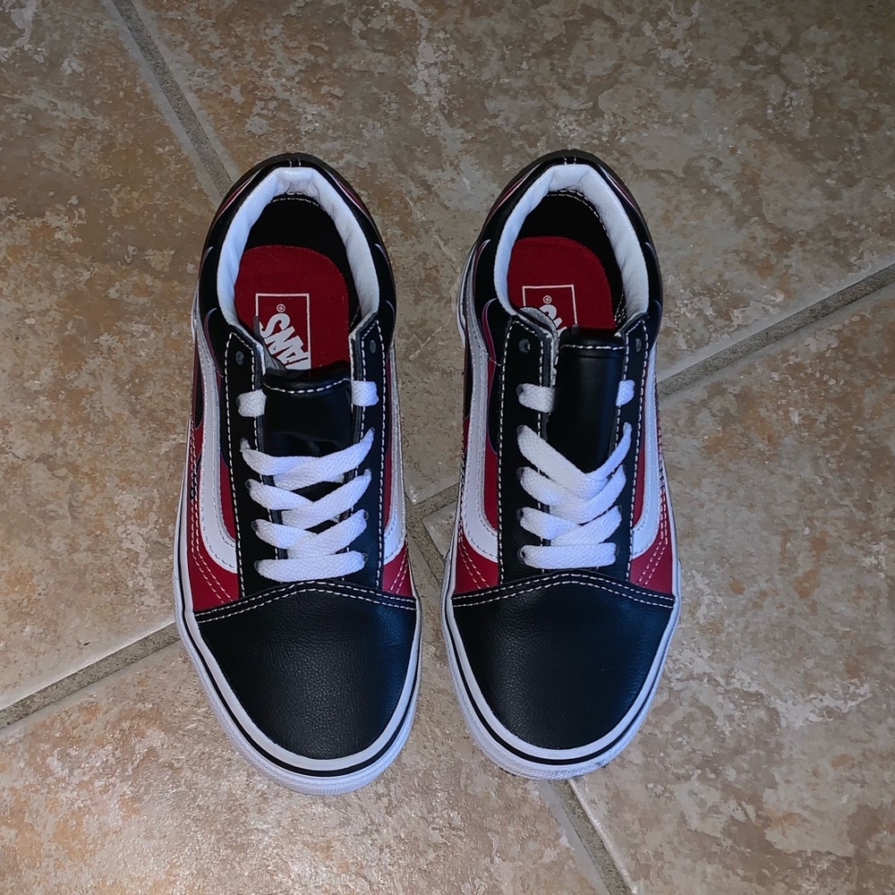 Kids vans flames leather sneakers size 1